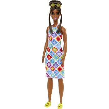 Mattel Barbie Fashionistas Doll 210 Brown Hair In Bun Fashionista - Diamond Crochet FBR37 / HJT07 194735094035