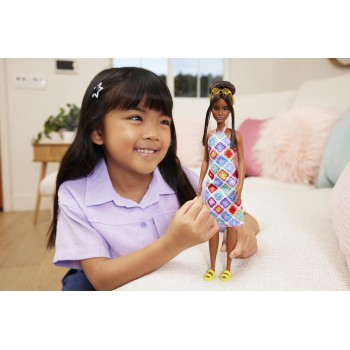 Mattel Barbie Fashionistas Doll 210 Brown Hair In Bun Fashionista - Diamond Crochet FBR37 / HJT07 194735094035