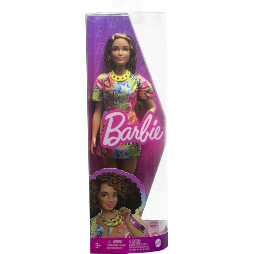 Mattel Barbie Fashionistas Doll 201 With Athletic Body Fashionista - Good Vibes T-Shirt Dress FBR37 / HPF77 194735157471