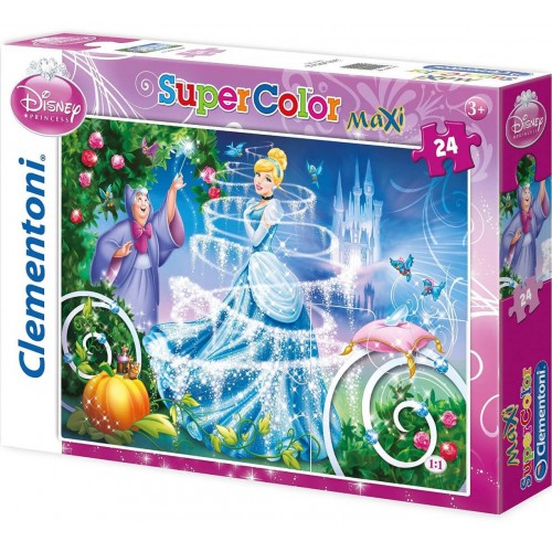 Clementoni Παζλ 24Τεμ Maxi Super Color Disney Princess Σταχτοπούτα 1200 ...
