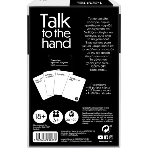 As company Games Board Game Talk To The Hand For Ages 18+ And 3+ Players 1040-23207 5203068232078