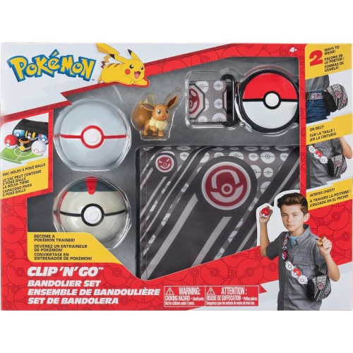 Jazwares Pokemon Clip N Go Bandolier Σετ 2 Poke Balls Και 1 Φιγούρα Μάχης 5Εκ. Timer Ball And Eevee JW000028 191726483106