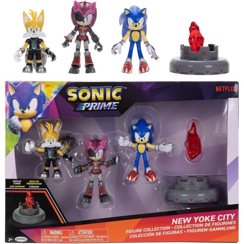 JAKKS PACIFIC Sonic The Hedgehog Prime Σετ 3 Φιγούρες Δράσης 6,5Εκ. New Yoke City Με Sonic, Tails Nine And The Prism Shard JPA41
