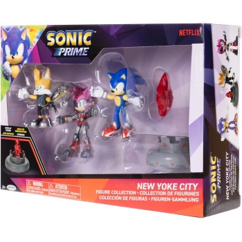 JAKKS PACIFIC Sonic The Hedgehog Prime Σετ 3 Φιγούρες Δράσης 6,5Εκ. New Yoke City Με Sonic, Tails Nine And The Prism Shard JPA41