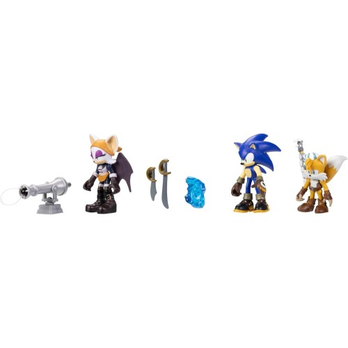 JAKKS PACIFIC Sonic Prime Collectible Figures No Place 3-Inch Mini Figure 3-Pack [Sonic, Sails Tails & Batten Rouge With Blue Sh
