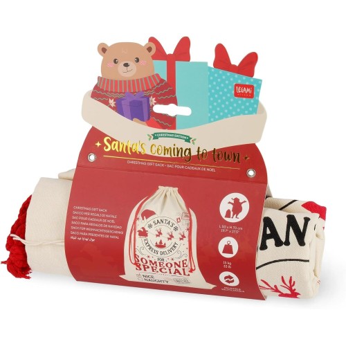Legami Santa Is Comming To Town Gift Sack Μέγεθος 50 X 70Cm Μεγάλη Χριστουγεννιάτικη Τσάντα Δώρου SAK0001 8052694002527