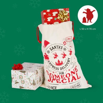 Legami Santa Gift Sack Size 50 X 70Cm Drawstring Durable Reusable Large Christmas Gift Bag SAK0001 8052694002527