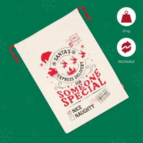 Legami Santa Gift Sack Size 50 X 70Cm Drawstring Durable Reusable Large Christmas Gift Bag SAK0001 8052694002527