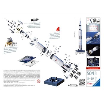Ravensburger 3D Puzzle 432 Τεμ. Πύραυλος Apollo Saturn V 11545 4005556115457