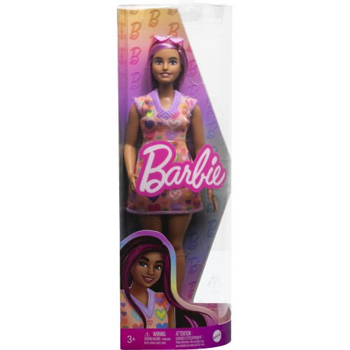 Mattel Barbie Fashionistas Doll 207 With A Heart-Print Sweater Dress, Sunglasses And Platform Shoes FBR37 / HJT04 194735094240