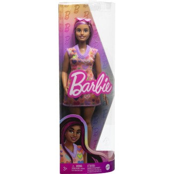 Mattel Barbie Fashionistas Doll 207 With A Heart-Print Sweater Dress, Sunglasses And Platform Shoes FBR37 / HJT04 194735094240