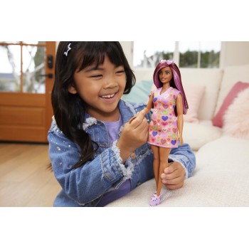 Mattel Barbie Fashionistas Doll 207 With A Heart-Print Sweater Dress, Sunglasses And Platform Shoes FBR37 / HJT04 194735094240