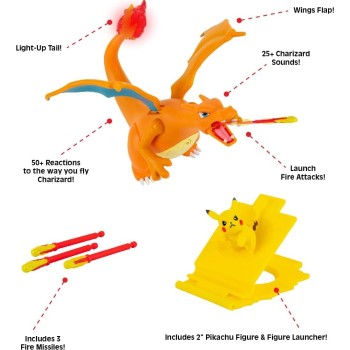 Jazwares Pokemon - Φιγούρα Charizard Με Ήχο, Φως Και Κίνηση JW002731 191726426448