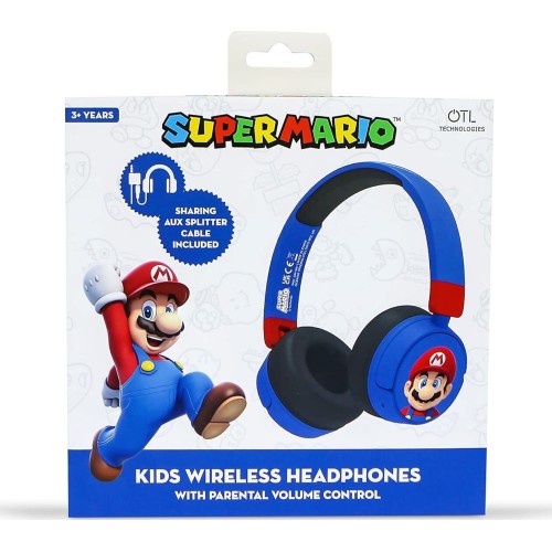 otl technologies Cuffie Kids Super Mario Ενσύρματα On Ear Παιδικά Ακουστικά Red/Blue - Μπλε  5055371625753