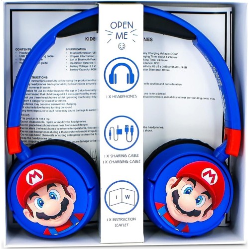 otl technologies Sm1001 Super Mario Wireless Kids Headphones - Blue  5055371625753