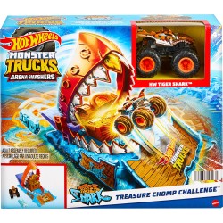 Mattel Hot Wheels Monster Trucks Tiger Shark Hw Monster Trucks Race Challenge Playset HNB87 / HTP17 194735195435
