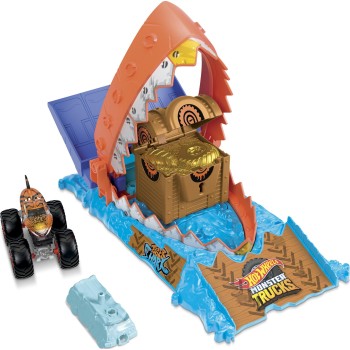 Mattel Hot Wheels Monster Trucks Tiger Shark Hw Monster Trucks Race Challenge Playset HNB87 / HTP17 194735195435