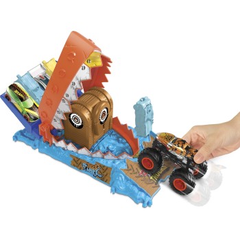 Mattel Hot Wheels Monster Trucks Tiger Shark Hw Monster Trucks Race Challenge Playset HNB87 / HTP17 194735195435