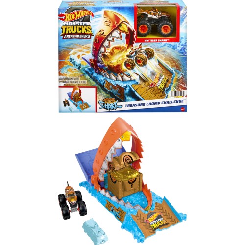 Mattel Hot Wheels Monster Trucks Tiger Shark Hw Monster Trucks Race Challenge Playset HNB87 / HTP17 194735195435