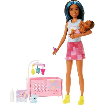 Mattel Barbie Doll and Accessories, Crib Playset With Skipper Friend Doll, Baby Do FHY97 / HJY34 194735098309