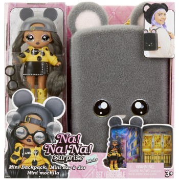MGA Entertainment Na! Na! Na! Surprise Mini Backpack Playset- Grey Mouse 592334EUC 035051592334