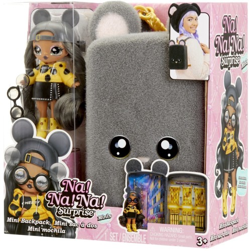 MGA Entertainment Na! Na! Na! Surprise Mini Backpack Playset- Grey Mouse 592334EUC 035051592334