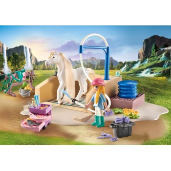 Playmobil Horses Of Waterfall Washing Station With Isabella and Lioness 71354 4008789713544