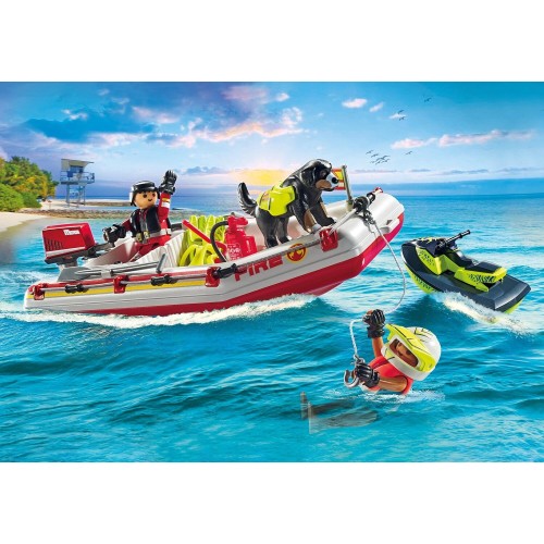 Playmobil Action Heroes Φουσκωτό Σκάφος Πυροσβεστικής Με Θαλάσσιο Scooter 71464 4008789714640