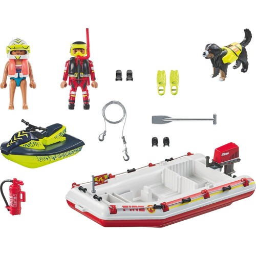 Playmobil Action Heroes Φουσκωτό Σκάφος Πυροσβεστικής Με Θαλάσσιο Scooter 71464 4008789714640