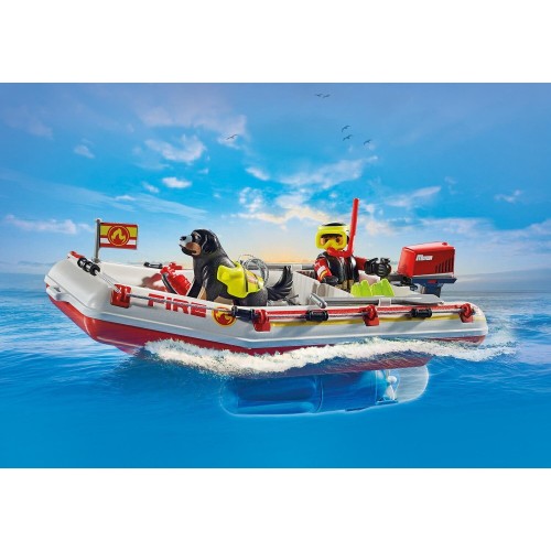 Playmobil Action Heroes Φουσκωτό Σκάφος Πυροσβεστικής Με Θαλάσσιο Scooter 71464 4008789714640