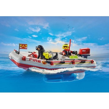 Playmobil Action Heroes Φουσκωτό Σκάφος Πυροσβεστικής Με Θαλάσσιο Scooter 71464 4008789714640