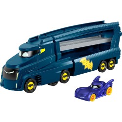 Mattel DC Batwheels Toy Hauler And Car, Bat-Big Rig With Ramp And Bam The Batmobile 1 55 Scale Diecast HMX07 194735134250