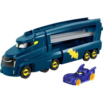 Mattel DC Batwheels Toy Hauler And Car, Bat-Big Rig With Ramp And Bam The Batmobile 1 55 Scale Diecast HMX07 194735134250