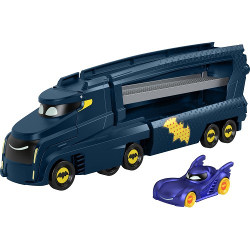 Mattel DC Batwheels Toy Hauler And Car, Bat-Big Rig With Ramp And Bam The Batmobile 1 55 Scale Diecast HMX07 194735134250