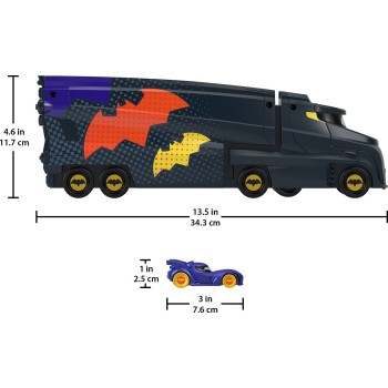 Mattel DC Batwheels Toy Hauler And Car, Bat-Big Rig With Ramp And Bam The Batmobile 1 55 Scale Diecast HMX07 194735134250