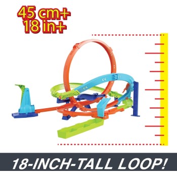 Mattel Hot Wheels Toy Car Track Set, Action Loop Cyclone Challenge 2 Ways to Play and Easy Storage, With 1:64 Scale HTK16 194735