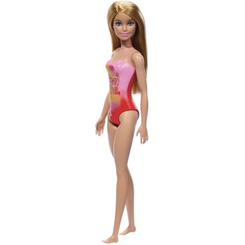 Mattel Beach Barbie Doll With Blond Hair Wearing Pink Palm Tree-Print Swimsuit DWJ99 / HPV19 194735168019