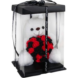 MUCH-TOYS Teddy Bear 30Cm White In A Heart Flowers Box VL242533 5200623802226