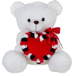 MUCH-TOYS Teddy Bear 40Cm White Flowers Black/Red/White In Heart VL244022 5200623802202