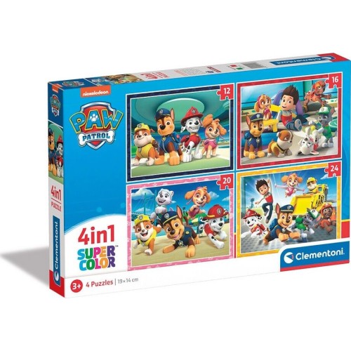 Clementoni παιδικό παζλ 4 in 1 supercolor nickelodeon paw patrol 12-16-20-24 τμχ 1200-21513 8005125215133