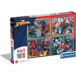 Clementoni παιδικό παζλ 4 in 1 supercolor marvel spiderman 12-16-20-24 τμχ 1200-21515 8005125215157