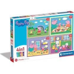 Clementoni παιδικό παζλ 4 in 1 supercolor peppa pig 12-16-20-24 τμχ 1200-21516 8005125215164