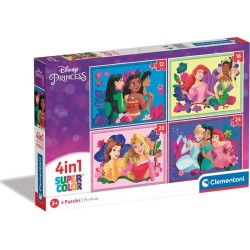 Clementoni Childrens Puzzle 4 In 1 Supercolor Disney Princesses 12-16-20-24 Pcs 1200-21517 8005125215171