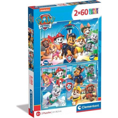 Clementoni Childrens Puzzle Supercolor Nickelodeon Paw Patrol 2X60 Pcs ...