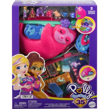 Mattel Polly Pocket Sloth Family 2-in-1 Purse Compact GKJ63 / HRD40 194735173709