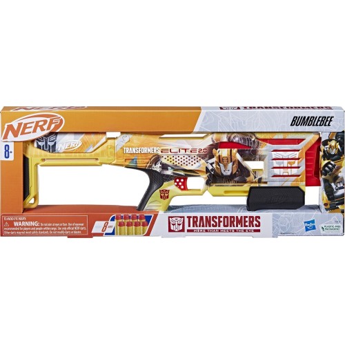Hasbro Nerf Elite 2.0 Transformers Bumblebee Dart Blaster, 8 Elite Darts, Pump Action, Toy Foam Blasters for 8 Year Old Boys and