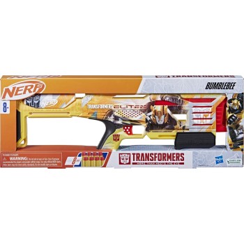 Hasbro Nerf Elite 2.0 Transformers Bumblebee Dart Blaster, 8 Elite Darts, Pump Action, Toy Foam Blasters for 8 Year Old Boys and