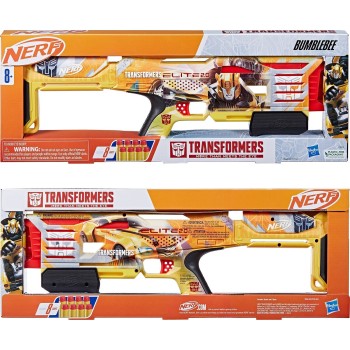 Hasbro Nerf Elite 2.0 Transformers Bumblebee Dart Blaster, 8 Elite Darts, Pump Action, Toy Foam Blasters for 8 Year Old Boys and