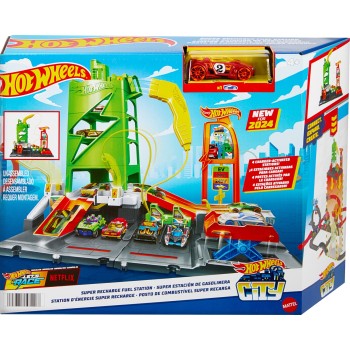 Mattel Hot Wheels City Super Recharge Fuel Station HTN79 194735195107