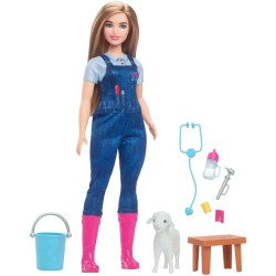 Mattel Barbie 65Th Anniversary Doll & 10 Accessories, Farm Veterinarian Set With Blonde Vet Doll HRG42 194735175956